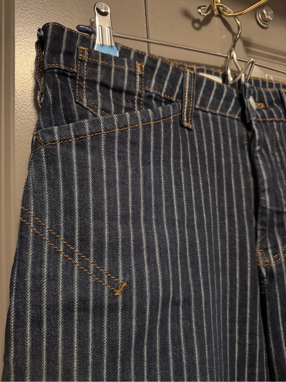 Anthropologie Pilcro Kayden Barrel Carpenter Jeans Railroad Stripe Petite - Picture 8 of 11